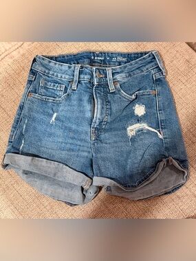 Old Navy Blue Distressed Rolled-Hem Denim Shorts